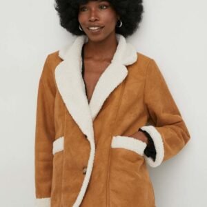 Answear Lab jachetă de lână culoarea maro