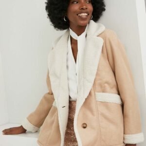 Answear Lab jachetă de lână culoarea bej
